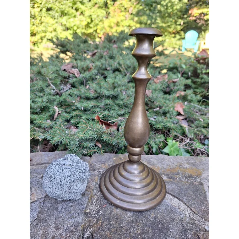 Large brass candle holder, vintage, 14 inches tall